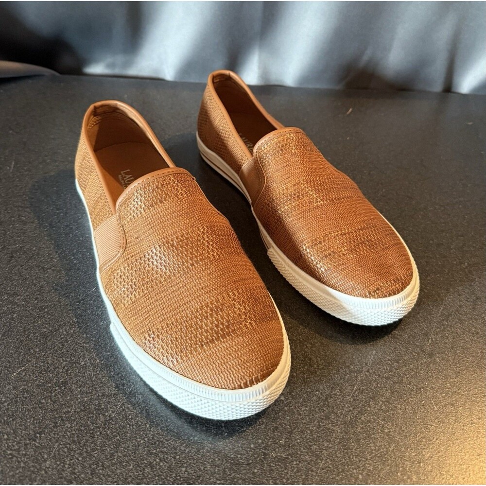 Lauren Ralph Lauren Women's Jinny Slip-On sneakers classic tan Preppy NWOT 9.5